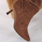 PIA TAUPE SUEDE HEEL BOOTS