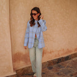 IFRANE LIGHT BLUE CHECKERED BLAZER