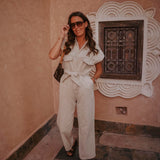 SOLEIL BEIGE DENIM JUMPSUIT