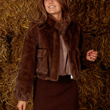 PRESCOTT BROWN FAUX FUR JACKET