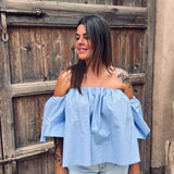 HOLA BLUE OFF SHOULDER BLOUSE