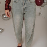 PRE-ORDER LIGHT BLUE RHINESTONE BALLOON JEANS A3349