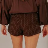 PARTY QUEEN BROWN RHINESTONE SKORT