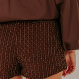 PARTY QUEEN BROWN RHINESTONE SKORT