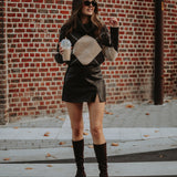 LENI BROWN ARGYLE OFF SHOULDER SWEATER