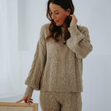 SUNDAY TAUPE COZY TWO-PIECE SET