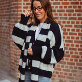 LOST IN THE CITY DARK BLUE/GREY CARDIGAN WITH SCARF