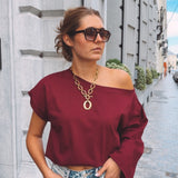 BRIGITTE ASYMMETRIC BORDEAUX T-SHIRT