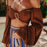 GISELE BROWN CROPPED BLOUSE