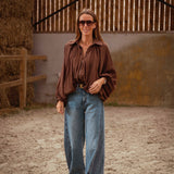 FAYE BROWN ZIP BLOUSE