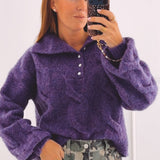 KIANDRA PURPLE BUTTON PULLOVER