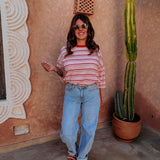 SOMAYA PINK STRIPED T-SHIRT