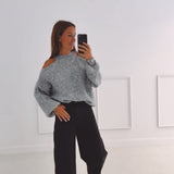 CAMILLE GREY CUT-OUT PULLOVER