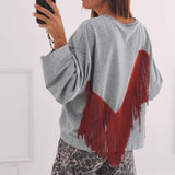 ANNELIES GREY FRINGE SWEATER