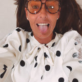 AMANDINE ECRU POLKADOTS BLOUSE