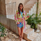 SIERRA BUTTER YELLOW/PINK BIRD DRESS