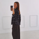 KIRSTEN DARK BLUE CHECKERED BLOUSE