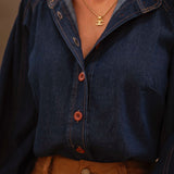 VIENNA BLUE DENIM BUTTON BLOUSE
