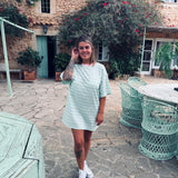 CORUNA MINT STRIPED DRESS