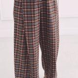MALIA KHAKI/BROWN CHECKERED PANTS