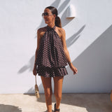 NAVARRO BROWN POLKADOTS DRESS
