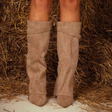 PAGE BEIGE SUEDE FOLD OVER BOOTS