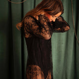 ANGEL LONG BLACK LACE DRESS