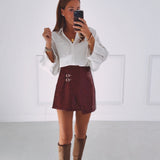 ADALEE RED SHINY LEATHER SKORT