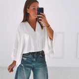 KAREN ECRU V-NECK SWEATER