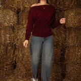 WAVERLY BORDEAUX DRAPED LONGSLEEVE SHIRT