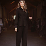 AVELINE BLACK RIBBED TWO-PIECE SET