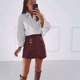 ADALEE RED SHINY LEATHER SKORT