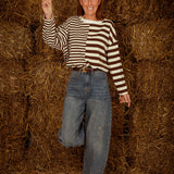 SEREN BROWN STRIPED LONGSLEEVE SHIRT