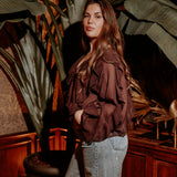 JUBILA BROWN RUFFLE BLOUSE