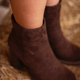 MADELEINE BROWN SUEDE HEEL BOOTS