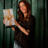 ROCKIN' AROUND BLACK ASYMMETRIC SATIN LACE BLOUSE