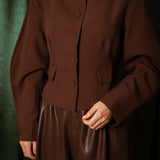 KEEP SHINING BROWN BUTTON BLOUSE