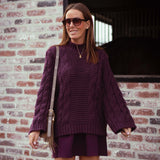 AVERY BURGUNDY CABLE KNIT SWEATER