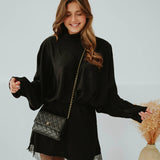 MIRELLA BLACK SATIN DRESS