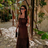 AITANA BROWN EMBROIDERED TWO-PIECE SET