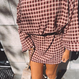 MOONLEY BORDEAUX CHECKERED SKIRT