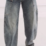 BLUE CARGO BALLOON JEANS A5217