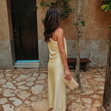 SABINAS YELLOW SATIN DRESS