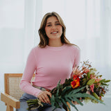 BELLE PINK RIBBED LONGSLEEVE TOP