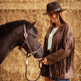 THIS AIN'T TEXAS BROWN FRINGE JACKET