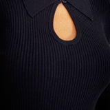 ROSAMUND DARK BLUE RIBBED LONGSLEEVE SHIRT