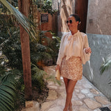 VIOLETA SOFT PEACH SEQUIN SKIRT