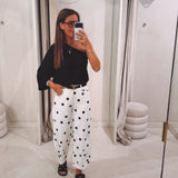 WHITE/BLACK POLKADOTS BALLOON JEANS 9255