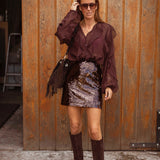 CLARA BROWN SEQUIN SKIRT