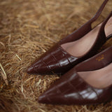 MARN BROWN SLIDE BACK HEELS